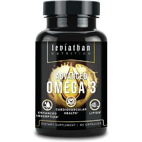 Leviathan Fish Oil Omega 3 Capsules | Premium Norwegian Omega 3 Fish Oil for Heart, Brain, & Immune Support | Superior Absorption Triple Strength Fish Oil Supplements - Free Form EPA & DHA