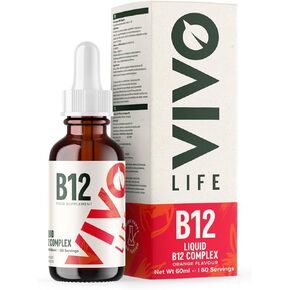 Vivo Life Vitamin B12 Complex, High Potency Health Supplement, Orange Flavour Liquid Drops, 60ml, 60 Servings
