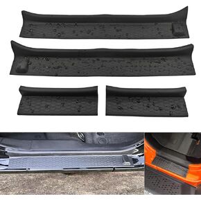 Door Sill Guards Kit for 2018-2024 Wrangler JL JLU JT Black Anti Slip Rubber 4Pcs/Set
