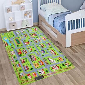 Zacoo Kids Playmat City Life Carpet Playmat 3x5 Ft Town City Road Map Car Mat Play Mat Educational Learning Thick Carpet Soft Non Slip Area Rug Kids Girls Toddler Children Bedroom Nursery Room,Black