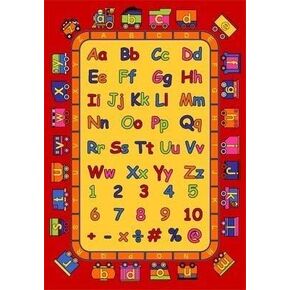 Mybecca Kids Rug ABC Fun in Pink 3' X 5' Children Area Rug for Playroom & Nursery - Non Skid Gel Backing (39" x 56")