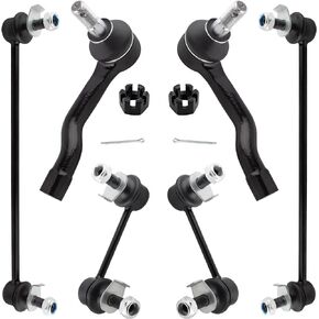 BOXI (Set of 6) Front & Rear Stabilizer Sway Bar End Links + Front Outer Tie Rod Ends Kit Fit for Infiniti FX35 FX45 2003 2004 2005 2006 2007 2008 | Replace K750273 K750248 K750249 ES800428 ES800429