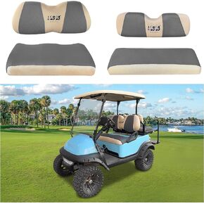 Golf Cart Front and Rear Seat Cover Set for Club Car Precedent/Carryall/Onward/Tempo & Yamaha G Series/Yamaha G29 Drive,Stylish Bench Seat Covers,Breathable Washable Polyester Mesh (L+XS)