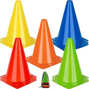 15 Pack Soccer Cones, Cones Sports Training Agility Field Marker Plastic Traffic Cones for Football Basketball Drills Multipurpose Practice, Indoor Outdoor Games Activity Party Events