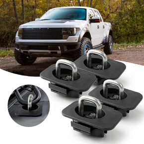 4pcs Retractable Truck Bed Tie Down Anchors Compatible with 1998-2014 Ford F150, 1998-2016 Ford Super Duty, 1999-2013 Chevrolet Silverado & GMC Sierra, 1995-2008 Dodge RAM