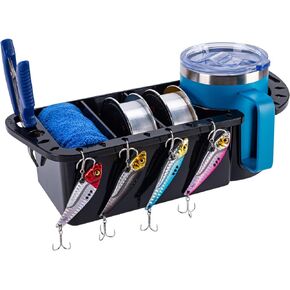 Boat Cup Holder, Boat Caddy Organizer, Multifunctional Boat Storage Organizer for Boat, Kayak, Pontoon, Bass Boat, Jon Boat - Fishing Tool Holder, Boat Fishing Accessories