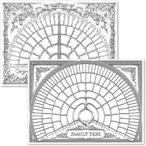 2 Pack - Family Tree Charts to Fill in- 6 Generation Genealogy Poster - Blank Fillable Ancestry Chart [Version 1 & 2] (18" x 24")