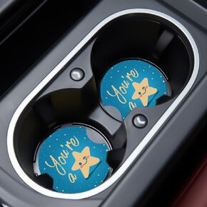Car Cupholder Coaster Absorbent 2 Pack Cute Cartoon Unicorn Design Rubber New Purple Automotive Cup Holder Decal Decor Accessories for Women Men BD386