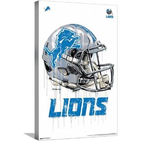 Trends International NFL Detroit Lions - Drip Helmet 20 Wall Poster, 14.72" x 22.37", Stretched Canvas