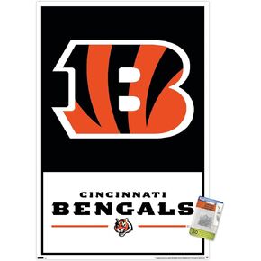 Trends International NFL Cincinnati Bengals - Logo 21 Wall Poster, 22.37" x 34.00", Poster & Push Pin Bundle