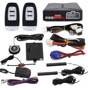 EASYGUARD EC010-MS PKE car Alarm Passive keyless Entry with Push Button Start & Remote Starter, Microwave Sensor Shock Alarm Warning DC12V