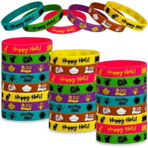 أساور سيليكون من Holi Hai لوازم الحفلات، مهرجان الألوان، أساور مطاطية لحفلات Holi تحت عنوان مجموعة هدايا مكونة من 24 عبوة in Kuwait