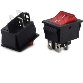 2pcs AC 250V 16A ON/OFF Boat Rocker Switch Small Appliances Power Switch 2 Position I/O 4Pin DPST Red Button Switch with Light