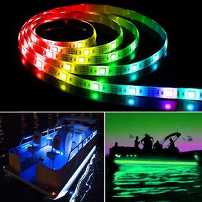 Pontoon Boat Light, Marine Led Light Strip for Duck Jon Bass Boat Sailboat Kayak Led Flex Lighting for Boat Fishing Deck Light Accent Light Courtesy Interior Lights, RGB, 12v