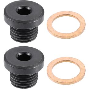 X AUTOHAUX 2 Pcs M14x1.5 Steel Engine Oil Drain Plug Screw for Audi A4 A6 S8 S6 S5 Q7 Q5 RS7 RS7 for Volkswagen Touareg Black