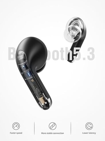 Wireless Earbuds, Bluetooth 5.3 Headphones 40H Playtime with 4 ENC Noise-Cancelling Mic, LED Digital Display Charging Case, Deep Bass IPX7 Waterproof Earphones Stereo Headset for Android iOS Black in Saudi Arabia