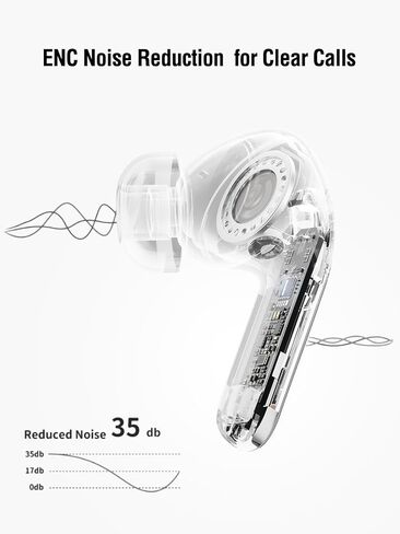Wireless Earbuds, Bluetooth 5.3 Headphones 40H Playtime with 4 ENC Noise-Cancelling Mic, LED Digital Display Charging Case, Deep Bass IPX7 Waterproof Earphones Stereo Headset for Android iOS Black in Saudi Arabia
