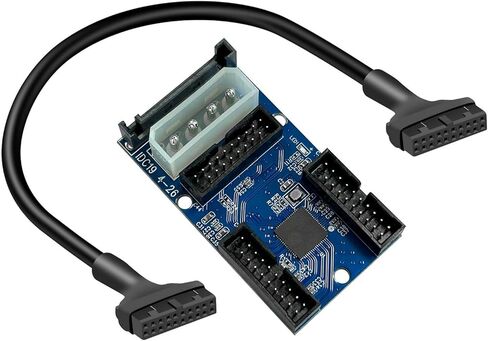 محول مقسم محور رأس USB 3.0، كابل مقسم USB 3.0 داخلي للوحة الأم، بطاقة تمديد IDC 19/20 دبوس 1 إلى 2 أنثى، لبطاقة مضيف الكمبيوتر المكتبي التي تدعم Windows 10/8/7/XP إلخ in Saudi Arabia