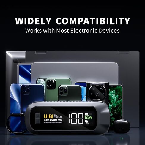 S600 Jump Starter، بطارية السيارة 5000 أمبير، صندوق القفز ببطارية ليثيوم 12 فولت (جميع الغاز/10.0 لتر ديزل) كابلات قافزة مع حزمة بطارية، بنك طاقة مع شحن سريع 65 وات، شاشة LCD، ضوء LED in Saudi Arabia