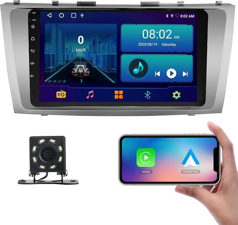ترقية ستيريو راديو السيارة لسيارة Toyota Camry 2007 2008 2009 2010 2011، Android 12 9 بوصة 2+32 جيجابايت IPS شاشة تعمل باللمس مع Carplay لاسلكي وAndroid Auto يأتي مع كاميرا احتياطية AHD in Kuwait