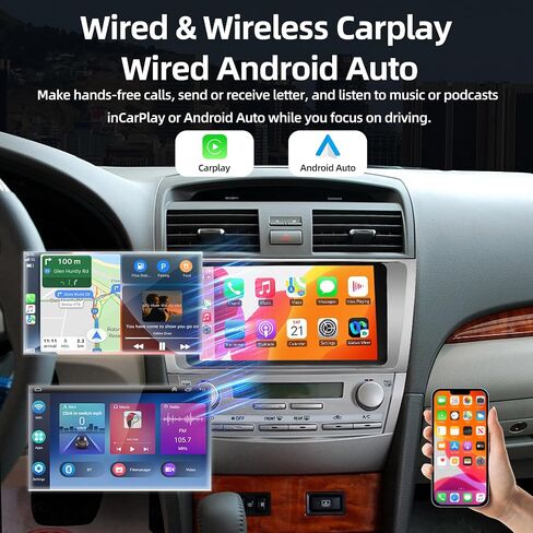 ترقية ستيريو راديو السيارة لسيارة Toyota Camry 2007 2008 2009 2010 2011، Android 12 9 بوصة 2+32 جيجابايت IPS شاشة تعمل باللمس مع Carplay لاسلكي وAndroid Auto يأتي مع كاميرا احتياطية AHD in Kuwait