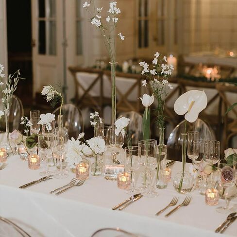 مجموعة حامل شموع زجاجية قابلة للعكس مكونة من 6 حوامل نذرية من الزجاج المضلع الشفاف، حوامل شموع تيلايت، حوامل شموع مستدقة للشمعدانات للطاولة المركزية، حفل زفاف، عيد الميلاد، مهرجان عيد الميلاد in Kuwait