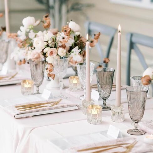 مجموعة حامل شموع زجاجية قابلة للعكس مكونة من 6 حوامل نذرية من الزجاج المضلع الشفاف، حوامل شموع تيلايت، حوامل شموع مستدقة للشمعدانات للطاولة المركزية، حفل زفاف، عيد الميلاد، مهرجان عيد الميلاد in Kuwait