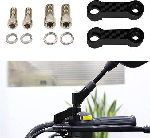 2PCS Motorcycle Mirror Extenders, Motorcycle Rearview Mirror Adapter, Aluminum Alloy Motorcycle Mirror Mount Riser Extender Universal Fits for M10 or M8 Mounting Apertures Motorcycles in Saudi Arabia