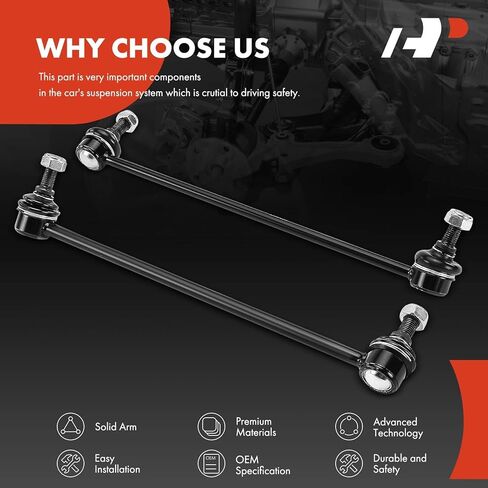 A-Premium 2 × وصلات شريط تثبيت أمامية Sway Bar، متوافقة مع Kia Sedona 2006-2014، Hyundai Entourage 2007-2009، استبدال # K750168 K750169 in Kuwait