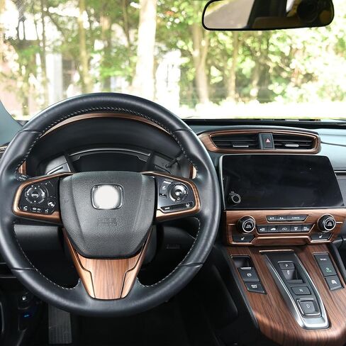 for CRV Peach Wood Grain Steering Wheel Cover Sticker Trims for Honda CR- V for 5th Interior Decaration Mouldings 2022 2021 2020 2019 2018 2017 Not for LX (1) in Saudi Arabia