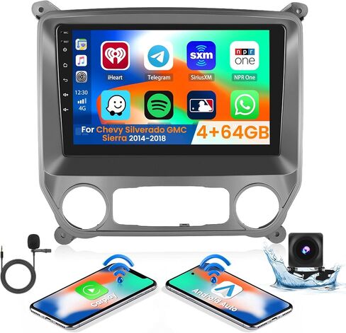 راديو ترقية ستيريو للسيارة 8-Core 4+64G Android 13 لسيارة 2014-2018 Chevy Silverado GMC Sierra، شاشة لمس عالية الدقة 10.1 بوصة مع CarPlay اللاسلكي وAndroid Auto، كاميرا احتياطية AHD، وصلة مرآة، GPS Navi in Saudi Arabia