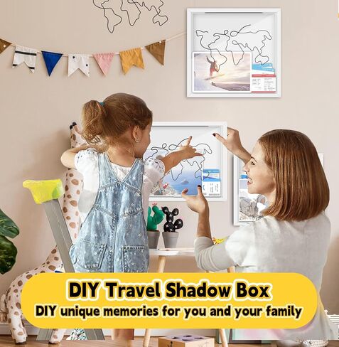 Travel Adventure Archive Shadow Box, White Top Loading Shadow Box with Slot - Small Memory Box for Travel Decor, Adventure Archive and Ticket Storage, Life in a Box Travel Memory Box for Keepsakes in Saudi Arabia