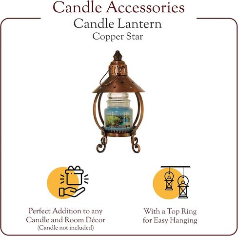 A Cheerful Giver Metal Candle Lantern - 13.5" Tall Black Star Lantern Fits Keepers of the Light Baby, Mama, Papa Candles - Rustic Candle Accessories in Saudi Arabia