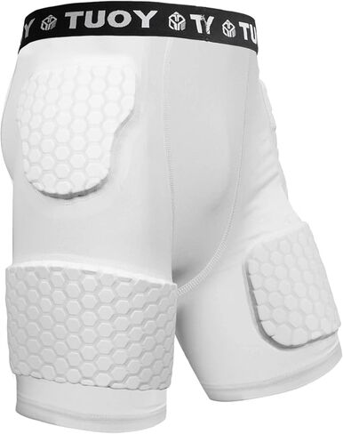 شورت ضغط مبطن من TUOY، 5 وسادات لحزام كرة القدم، واقي الفخذ، مقاسات البالغين in Kuwait