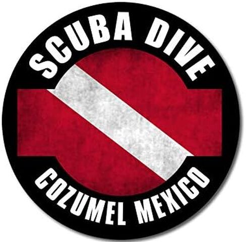 Round Distressed Scuba Dive Cozumel Mexico Sticker (Decal Diving Diver (3 inch) in Saudi Arabia
