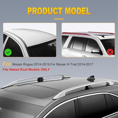 قضبان جانبية لرف السقف من OCPTY تناسب Nissan Rogue 2014 2015 2016 2017 2018 2019، لنيسان X-Trail 2014 2015 2016 2017 قضبان البضائع لحقيبة حمل البضائع الأمتعة كاياك كانو دراجة على الجليد لوح التزلج in Saudi Arabia