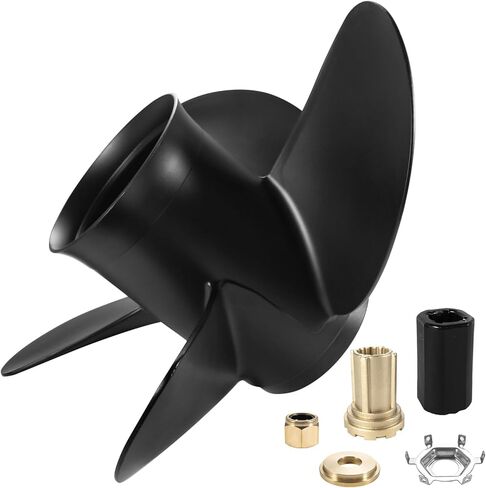 مروحة القارب OEM 48-8M0084495، 4 شفرات 14 بوصة × 19 بوصة (تتضمن مجموعات المحور) مروحة ألومنيوم تناسب ميركوري 135-300 حصان ثنائي الشوط ومحرك رباعي الأشواط، RH in Kuwait