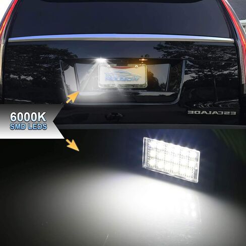 مجموعة مصابيح لوحة ترخيص LED متوافقة مع 2015-2020 Chevy Tahoe GMC Yukon Suburban Equinox Malibu Cadillac Escalade ESV ATS 6000K أبيض، حزمة من 2 in Kuwait