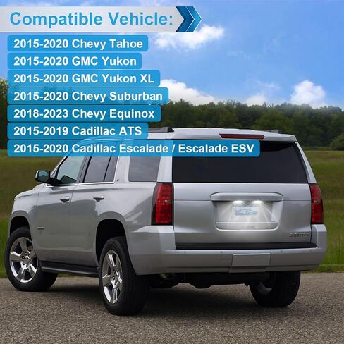 مجموعة مصابيح لوحة ترخيص LED متوافقة مع 2015-2020 Chevy Tahoe GMC Yukon Suburban Equinox Malibu Cadillac Escalade ESV ATS 6000K أبيض، حزمة من 2 in Kuwait