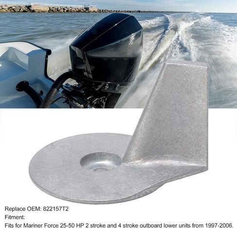 822157T2 Zinc Trim Tab Anode Plate, Outboard Trim Tab for Mariner Force 25‑50 HP 2 4 Stroke Outboard Lower Units 1997‑2006 in Saudi Arabia