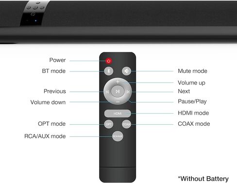 شريط صوت، شريط صوت للتلفزيون سلكي وبلوتوث مع بلوتوث لاسلكي/ARC/Opt/RCA/AUX/Coax/جهاز تحكم عن بعد، 36 بوصة in Kuwait