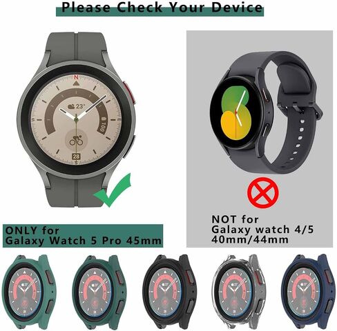 [5+5 عبوات] واقي شاشة Wuqikuqi لساعة Galaxy Watch 5 Pro وحافظة مقاس 45 مم، طبقة واقية من الزجاج المقوى المضاد للضباب ومصد صلب من البولي كربونات، مجموعة غطاء وجه لملحقات Samsung Watch5 Pro in Saudi Arabia