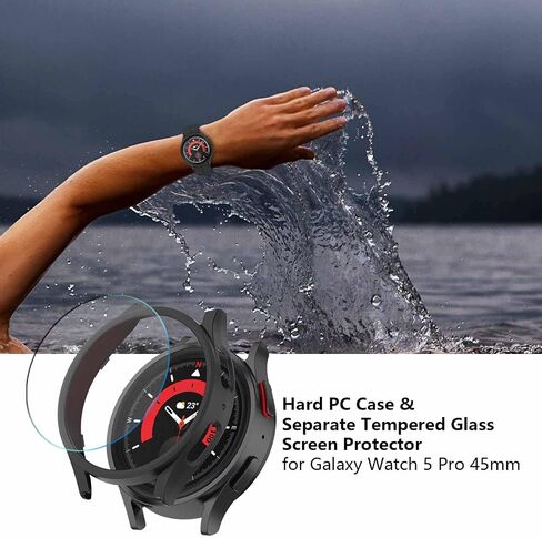 [5+5 عبوات] واقي شاشة Wuqikuqi لساعة Galaxy Watch 5 Pro وحافظة مقاس 45 مم، طبقة واقية من الزجاج المقوى المضاد للضباب ومصد صلب من البولي كربونات، مجموعة غطاء وجه لملحقات Samsung Watch5 Pro in Saudi Arabia