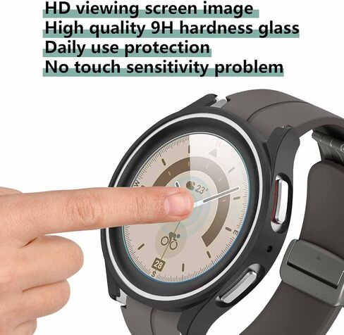 [5+5 عبوات] واقي شاشة Wuqikuqi لساعة Galaxy Watch 5 Pro وحافظة مقاس 45 مم، طبقة واقية من الزجاج المقوى المضاد للضباب ومصد صلب من البولي كربونات، مجموعة غطاء وجه لملحقات Samsung Watch5 Pro in Saudi Arabia