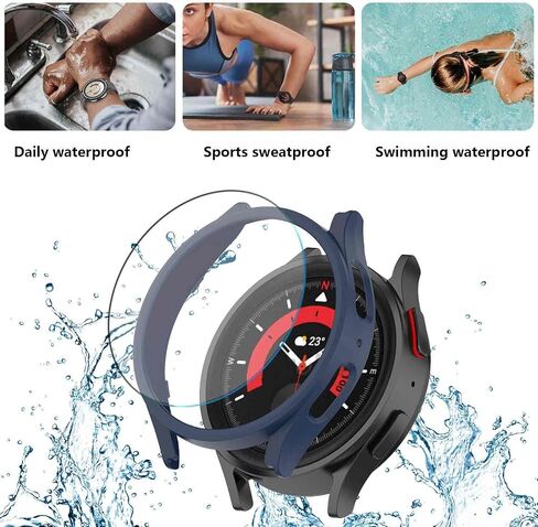 [5+5 عبوات] واقي شاشة Wuqikuqi لساعة Galaxy Watch 5 Pro وحافظة مقاس 45 مم، طبقة واقية من الزجاج المقوى المضاد للضباب ومصد صلب من البولي كربونات، مجموعة غطاء وجه لملحقات Samsung Watch5 Pro in Saudi Arabia