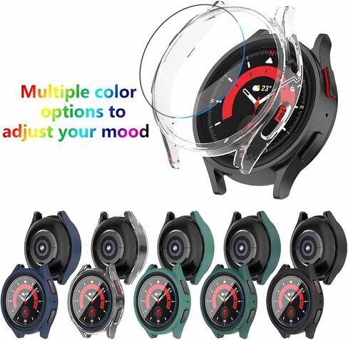 [5+5 عبوات] واقي شاشة Wuqikuqi لساعة Galaxy Watch 5 Pro وحافظة مقاس 45 مم، طبقة واقية من الزجاج المقوى المضاد للضباب ومصد صلب من البولي كربونات، مجموعة غطاء وجه لملحقات Samsung Watch5 Pro in Saudi Arabia