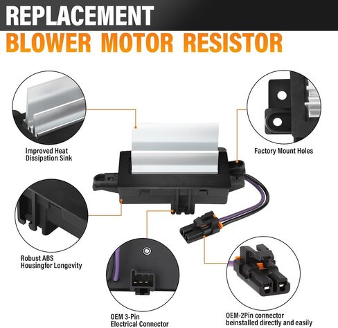 AC Blower Control Module Heater Blower Resistor Compatible with Chevy Silverado, Trailblazer, Cadillac Escalade, GMC Envoy, Sierra, Buick Rainier, Replace 4P1516/ 15-80567/89018778 in Kuwait