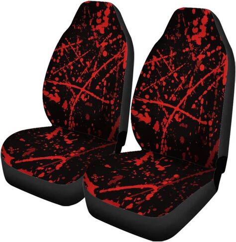 Set of 2 Car Seat Covers Red Horror Blood Stains Halloween Criminal Scene Abstract Universal Auto Front Seats Protector Fits for Car,SUV Sedan,Truck in Kuwait
