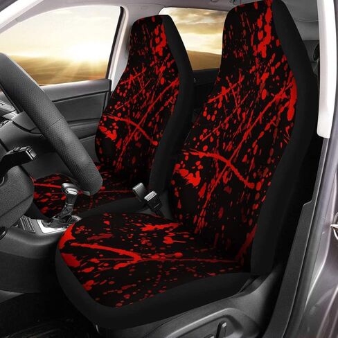 Set of 2 Car Seat Covers Red Horror Blood Stains Halloween Criminal Scene Abstract Universal Auto Front Seats Protector Fits for Car,SUV Sedan,Truck in Kuwait