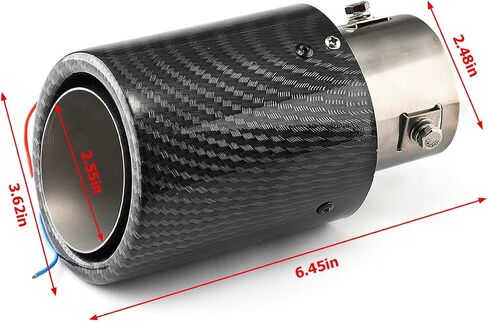 AUCELI 2.5 Inch Inlet Exhaust Tip, Carbon Fiber Modification Luminous Tailpipe Tube, Stainless Steel Car Exhaust Tail Pipe with Frame LED Light, Universal Car Accessories for Most Vehicle in Saudi Arabia